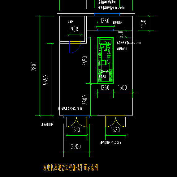 康明斯髮(fa)電(dian)機(jī)房平面示意圖